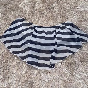 Navy Blue/White Striped Bandeau Crop Top